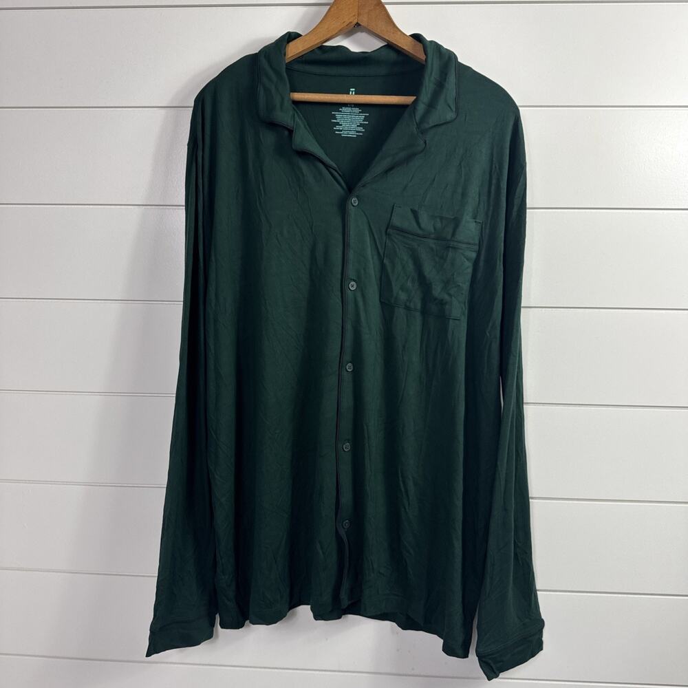 Tommy John Sleepwear Button Front Pajama Shirt Green sz L